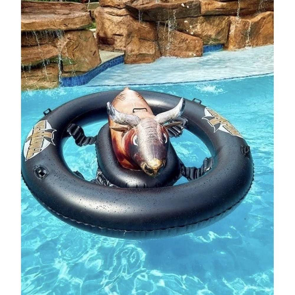 Inflatabull Inflatable Ride On Rodeo Bull Pool Toy Float Ages 9+ New - Picture 6 of 6
